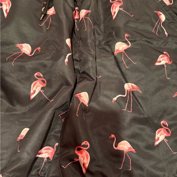 Shein Mens Flamingo Print Drawstring Waist Swim Trunks w/matching tshirt size L - Picture 2 of 15